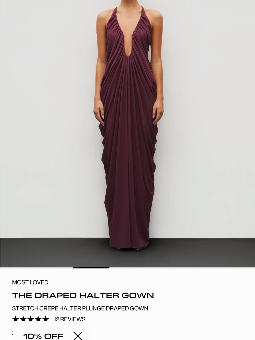 Women's Draped Halter Evening Gown in Plum
